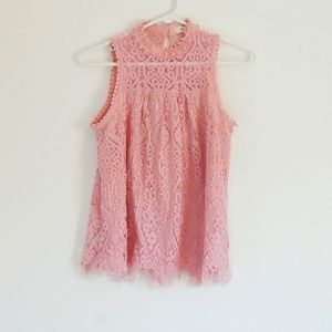 Taylor & Sage Sz XS Sleeveless Pink Lace Blouse